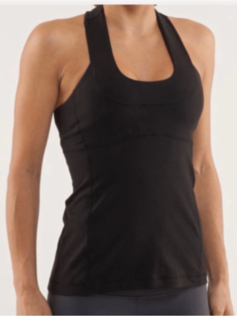 Lululemon Black Mesh Racerback Yoga Tank Top Built In Bra Size 8 Athletic
